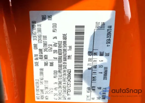 2018 Ford F150 Super Cab z USA, uszkodzony, nr VIN 1FTEX1C57JKD90423